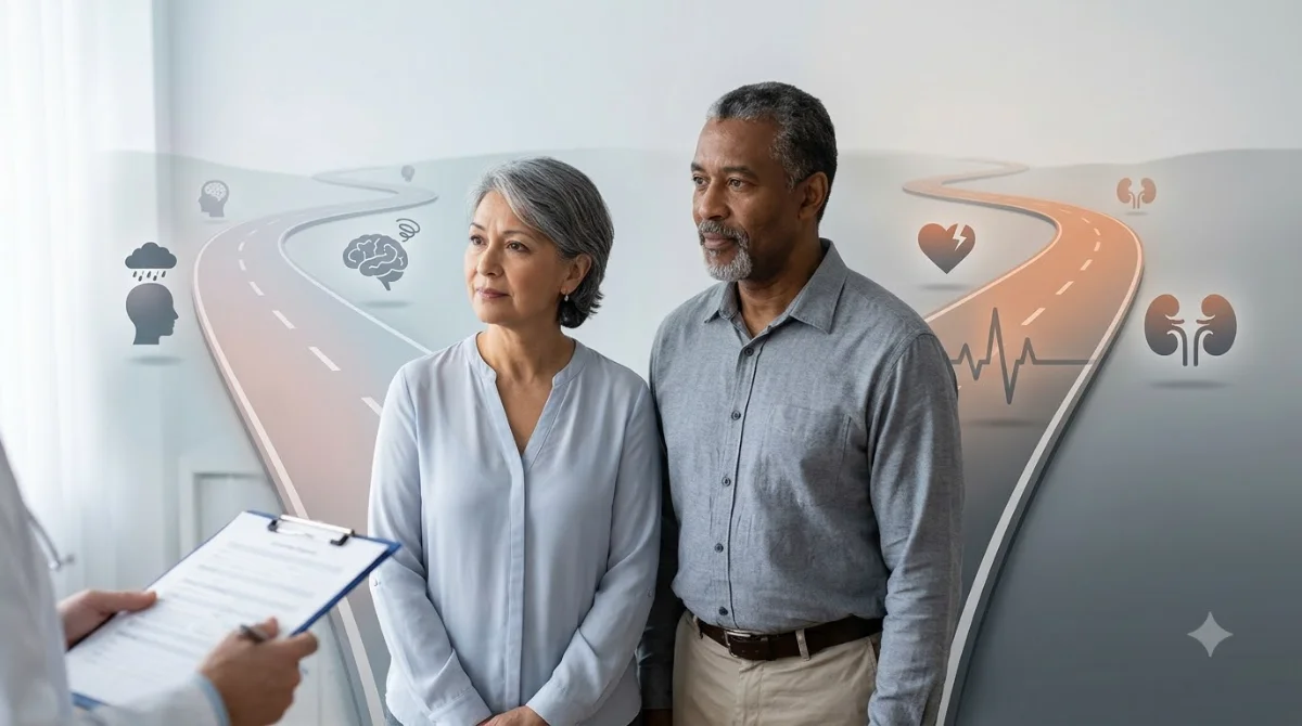 A study of 28,720 UK adults tracked what happened after a type 2 diabetes diagnosis and found women slid toward mental health conditions while men hit heart and kidney disease earlier, yet both died sooner when diabetes and a mental health condition arrived together